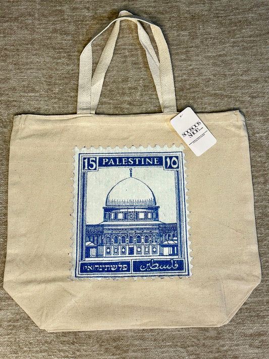 Blue Palestine Postal Stamp Tote Bag