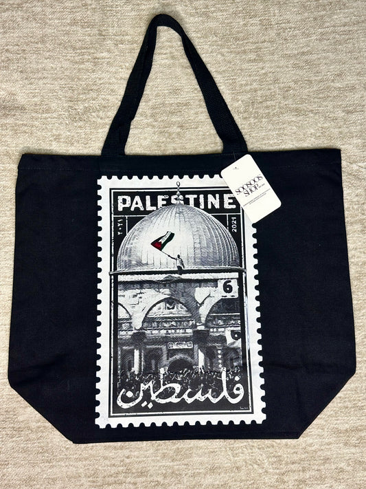 Black Palestine Postal Stamp Tote Bag